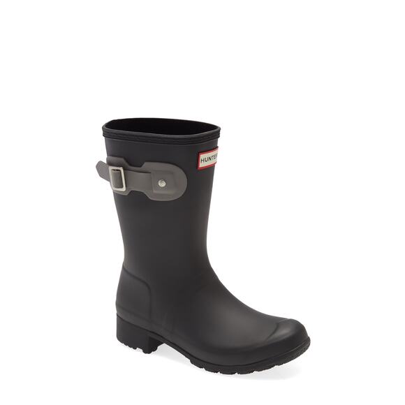 Hunter Original Tour Short Packable Rain Boot Black/ Mere Rubber - 7 M - Picture 2 of 5